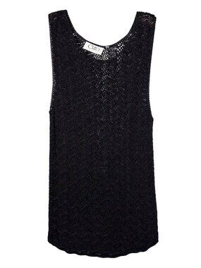 CLEO Sheer Knit Cover Up Tank Top Black Beach Pool Size Medium